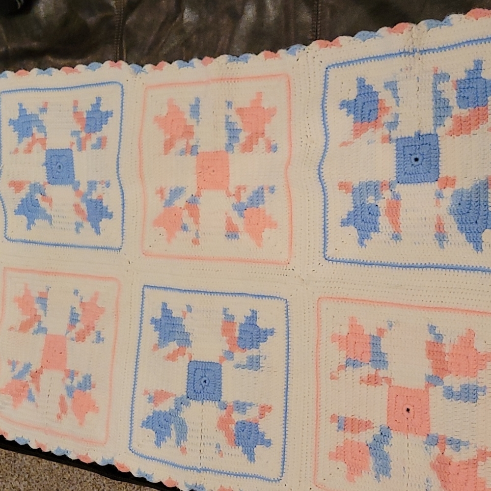Handmade crocheted baby blanket 29 1/2 × 43 inches